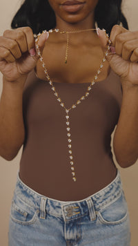 Tasha CZ Stationed Heart Lariat Necklace