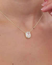 Sterling Silver Elongated Cushion Drop Necklace