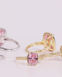 Sterling Silver Mini Pink Sapphire Elongated Cushion Ring
