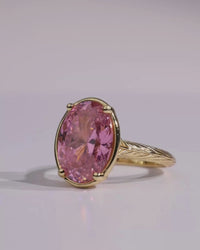 Sterling Silver Oval Cut Pink Sapphire CZ Cocktail Ring
