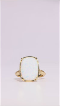 Sterling Silver Elongated Cushion Opal Cocktail Ring
