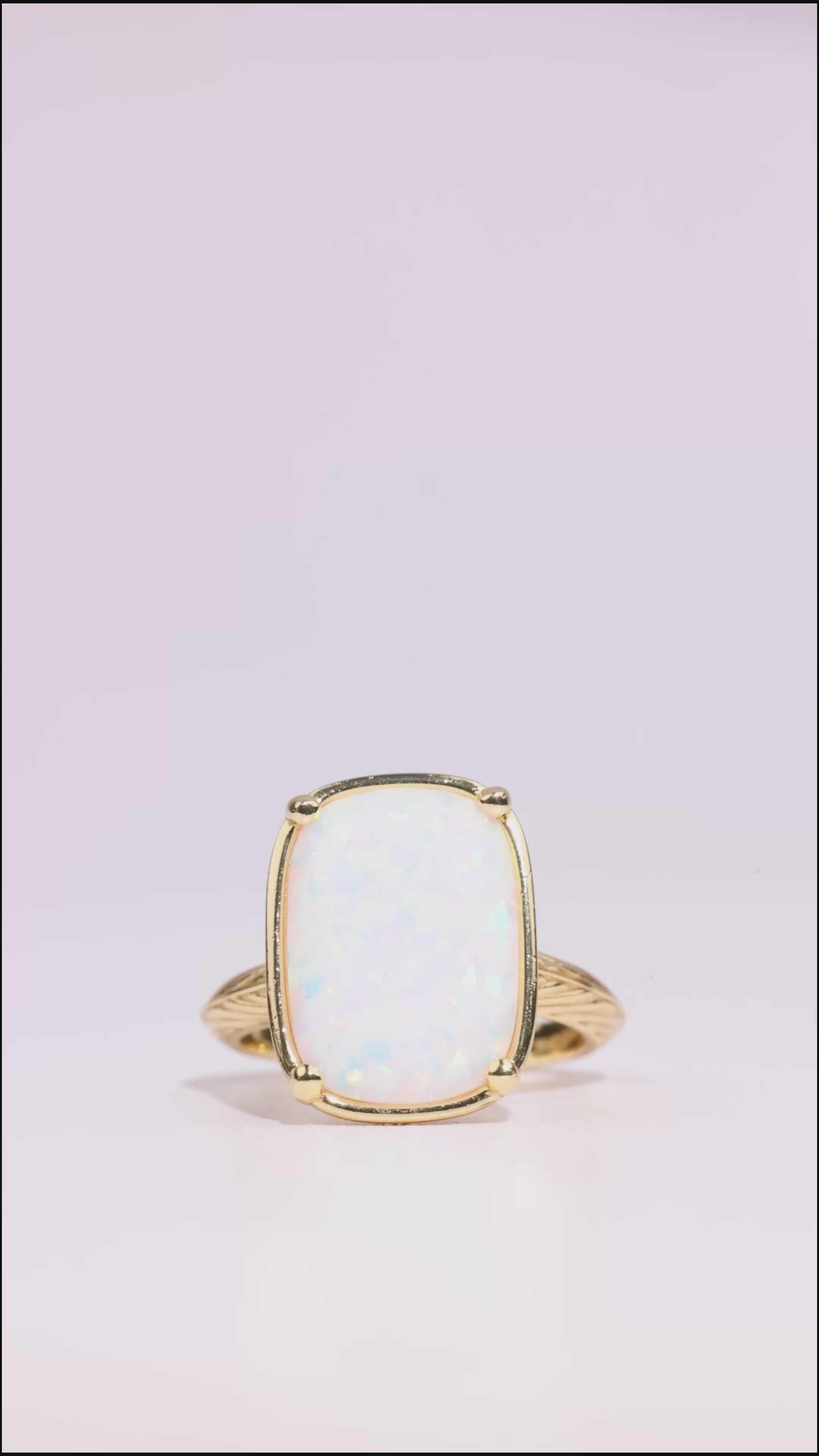 Sterling Silver Elongated Cushion Opal Cocktail Ring