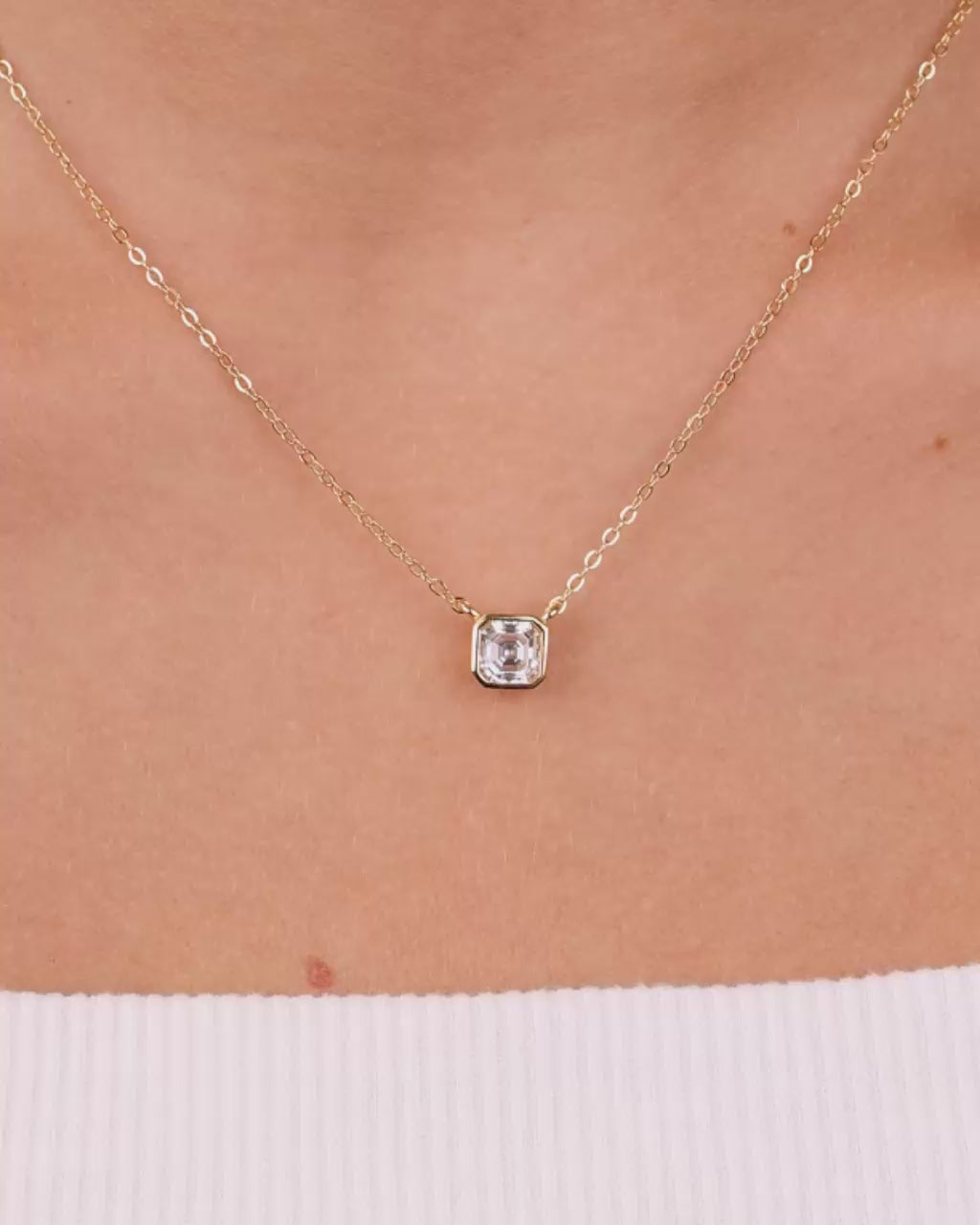 Sterling Silver Asscher Bezel Set Pendant