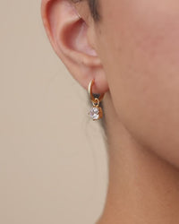 Sterling Silver Augusta Asscher Cut CZ Dangle Micro Hoops