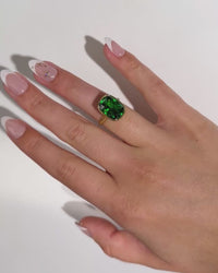 Sterling Silver Emerald Elongated Cushion Ring - Original & Mini Bundle