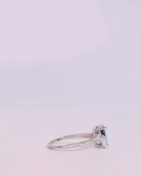 Sterling Silver Mini Ocean Blue Opal Elongated Cushion Ring