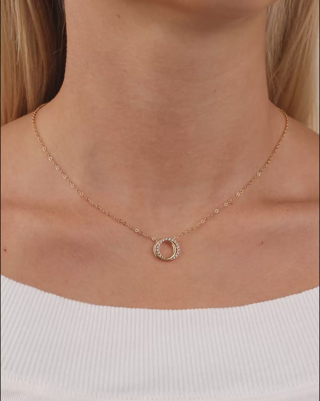 Sterling Silver CZ Interlocking Circle Pendant