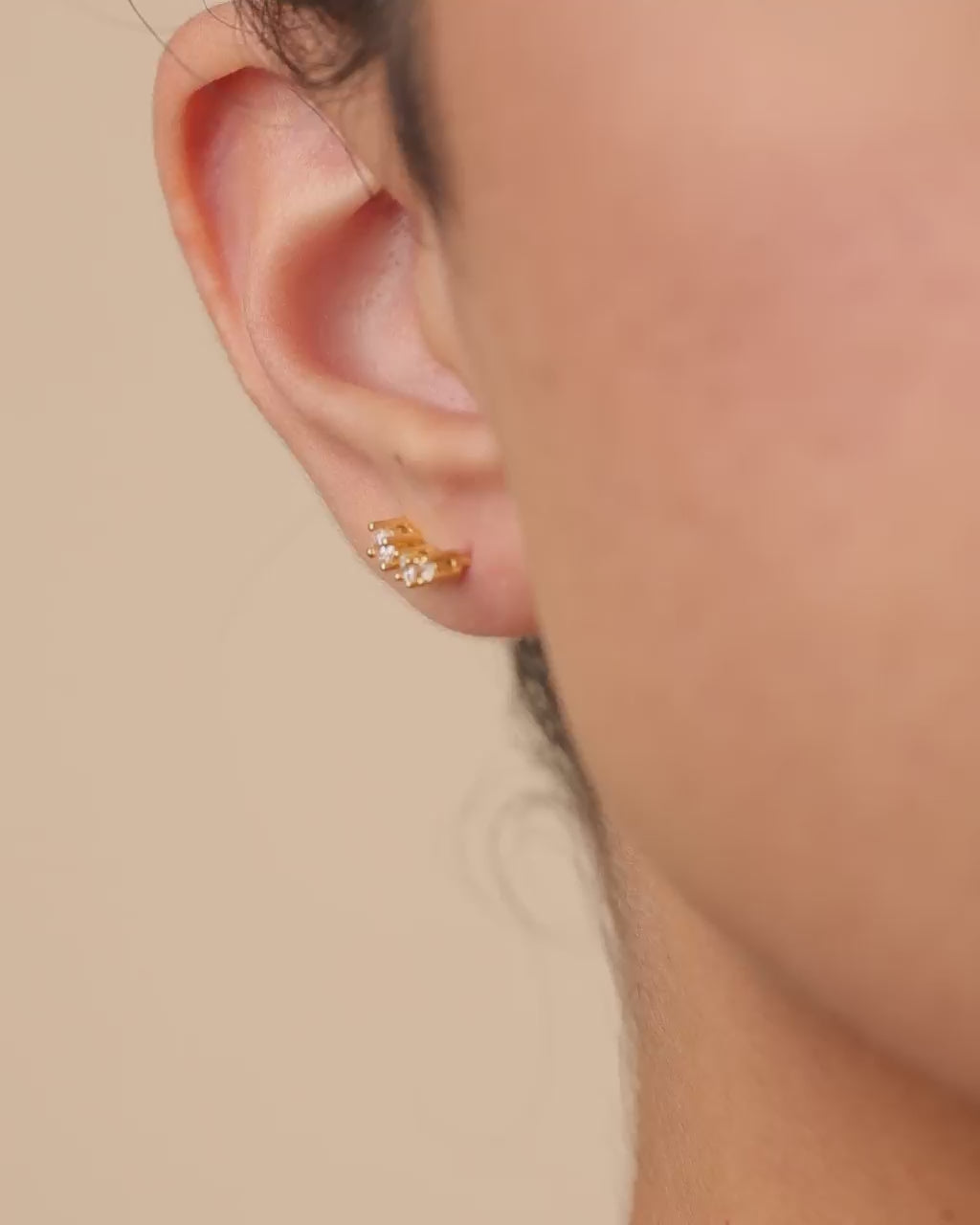 Sterling Silver Round Cut Mini Ear Crawlers
