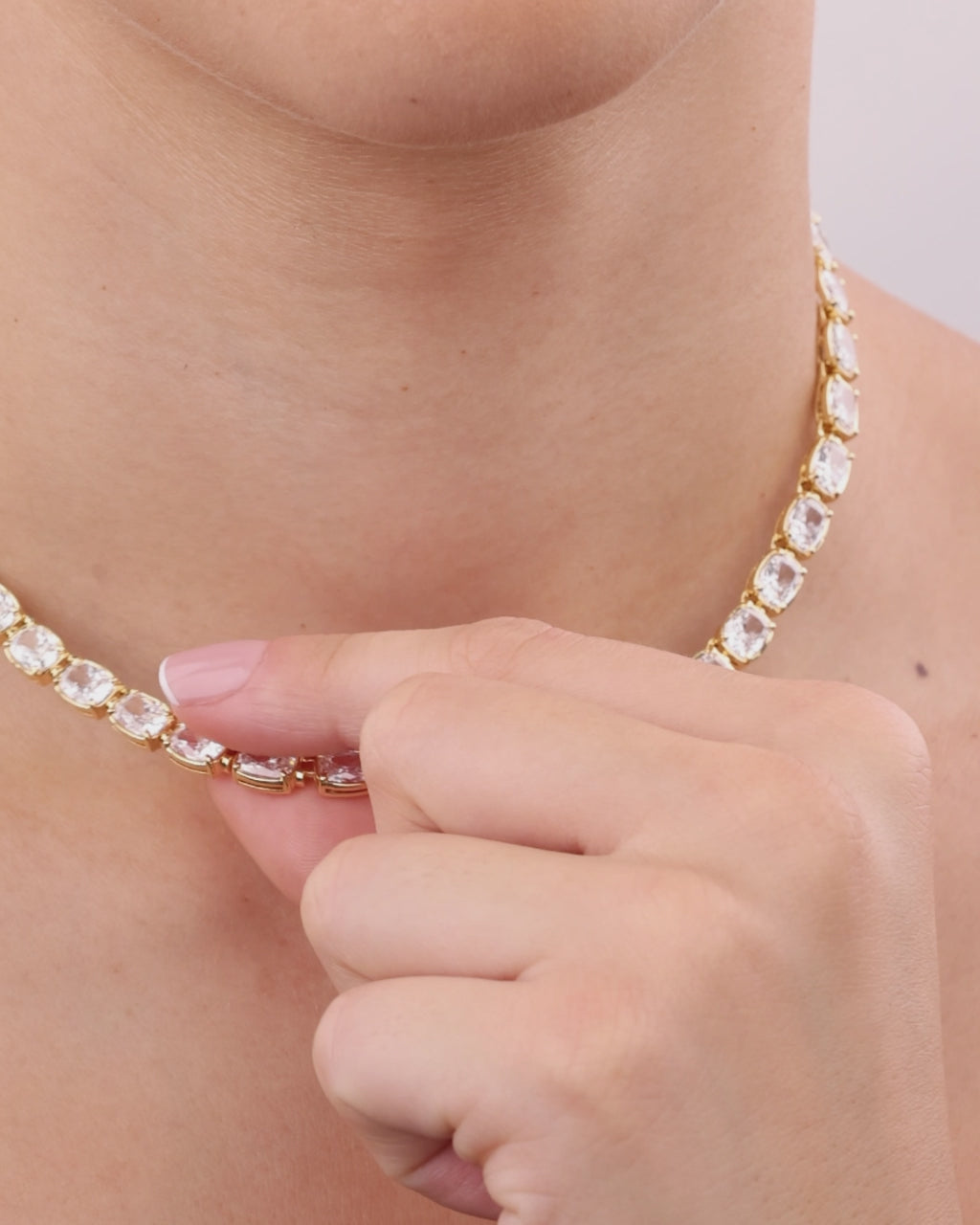 Elongated Cushion Tennis Necklace