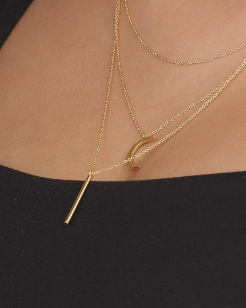 Crescent & Bar Multi Layer Necklace