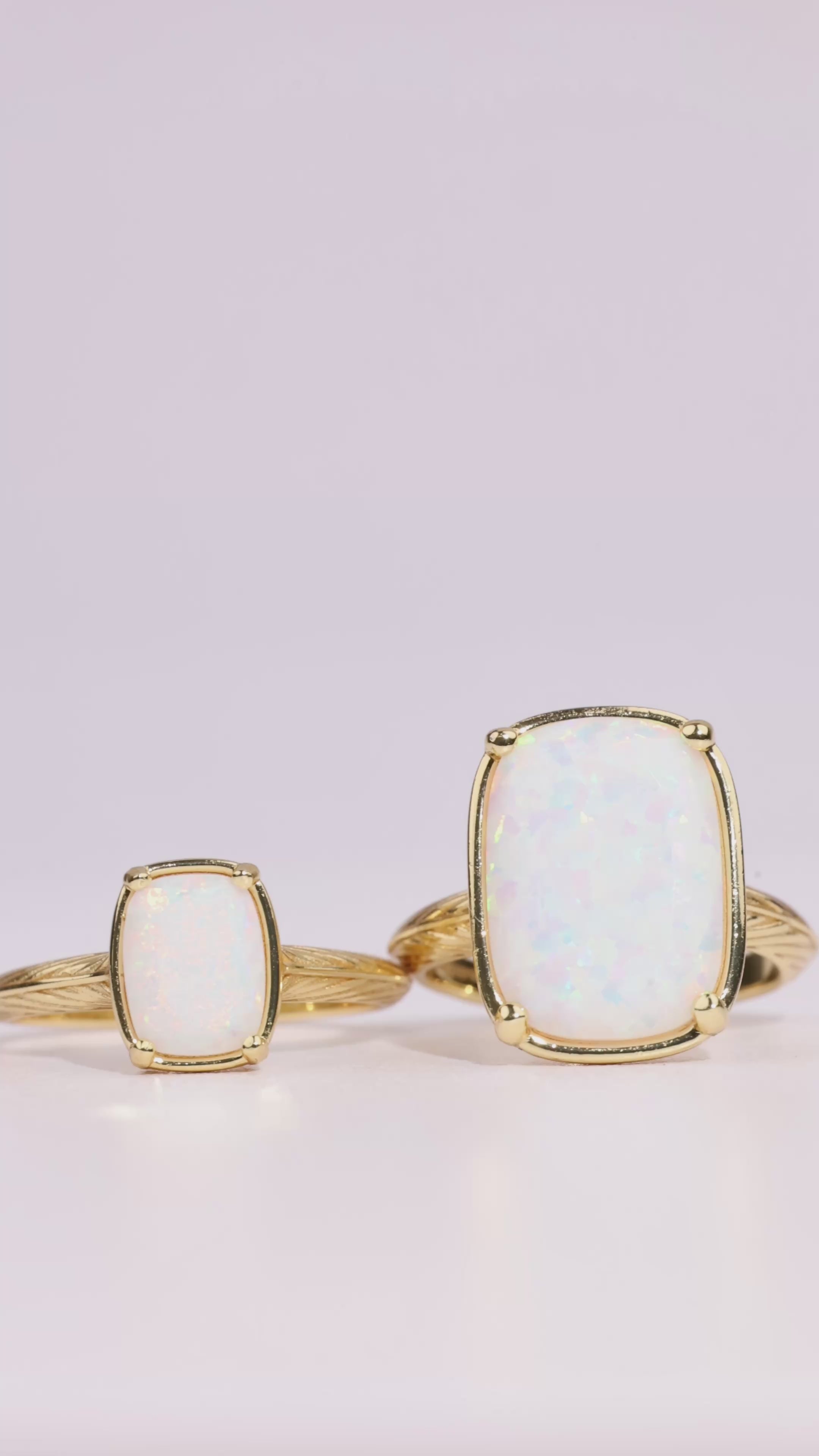 Sterling Silver Mini Opal Elongated Cushion Ring