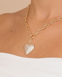 Disco Heart CZ Statement Necklace