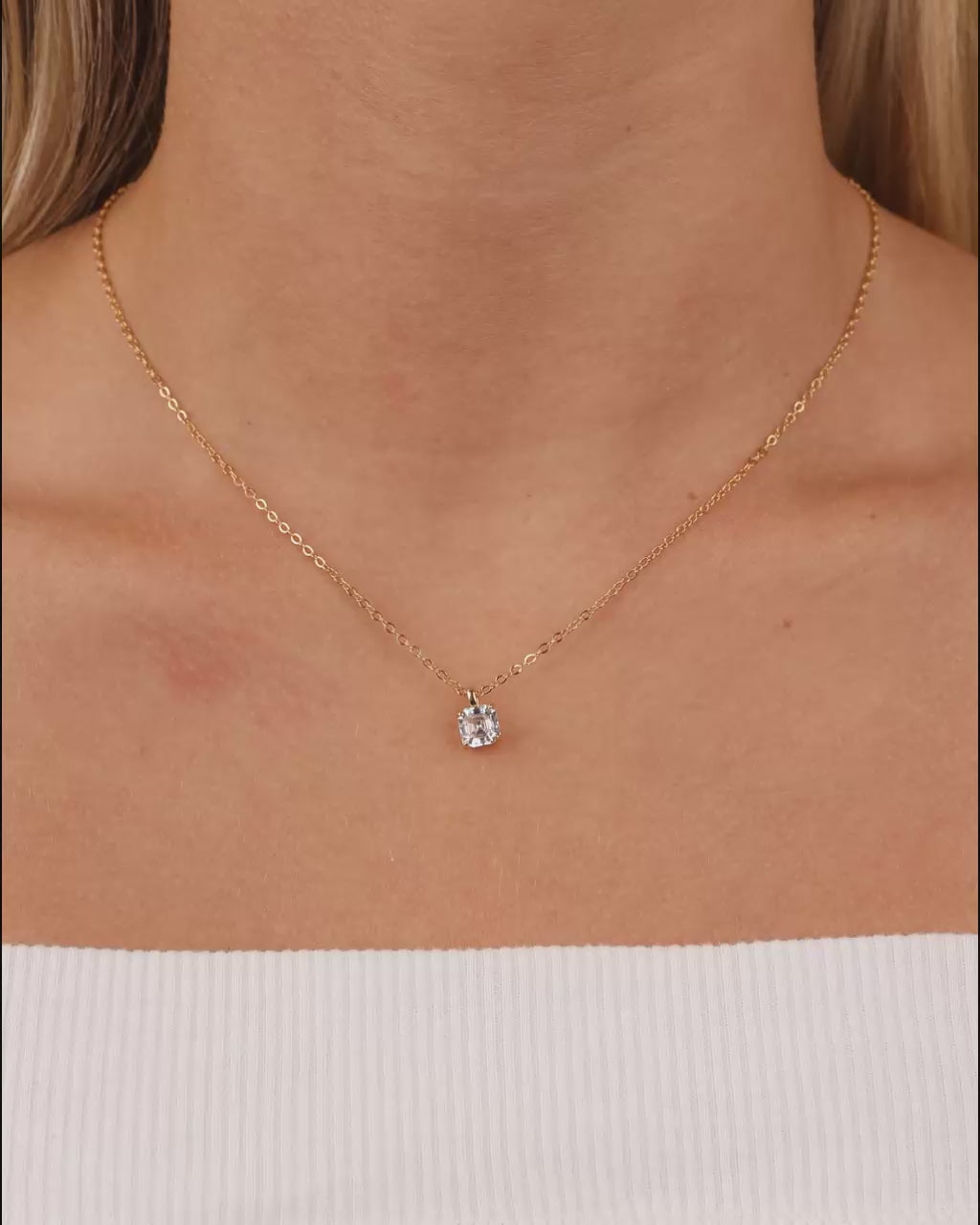 Sterling Silver Asscher Prong Set Pendant