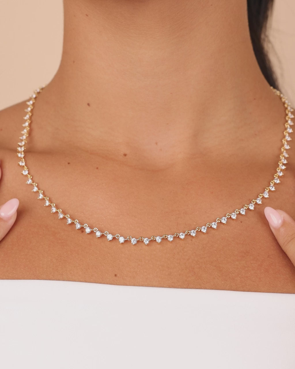 Brigid Staggered CZ Tennis Necklace