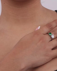 Sterling Silver Pear Toi et Moi Ring