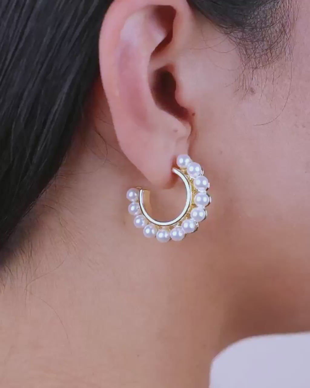 Pearl Bubble Hoop Earrings