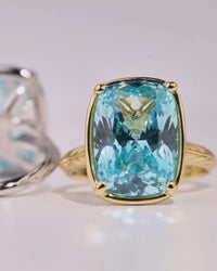 Sterling Silver Elongated Cushion Aquamarine CZ Cocktail Ring