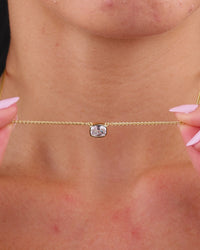 Sterling Silver Mini Elongated Cushion Wheat Chain Necklace