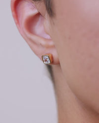 Sterling Silver Asscher Cut Bezel Set Stud Earrings