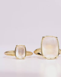 Sterling Silver Mini Moonstone Elongated Cushion Ring