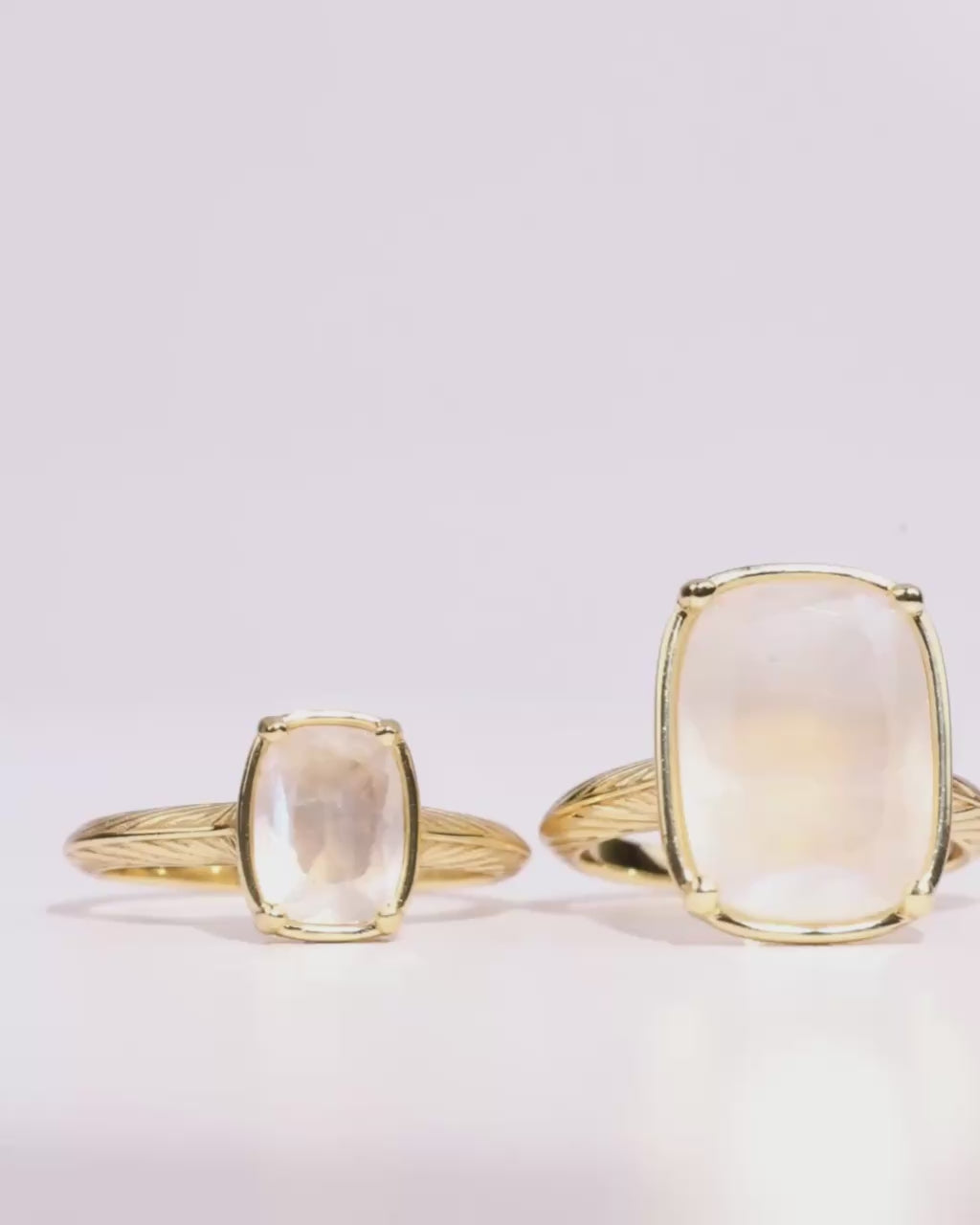 Sterling Silver Mini Moonstone Elongated Cushion Ring