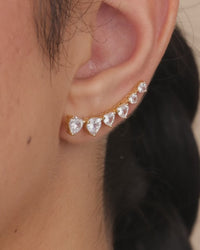 Sterling Silver Jillian CZ Heart Crawler Studs