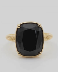 Sterling Silver Elongated Cushion Black CZ Cocktail Ring