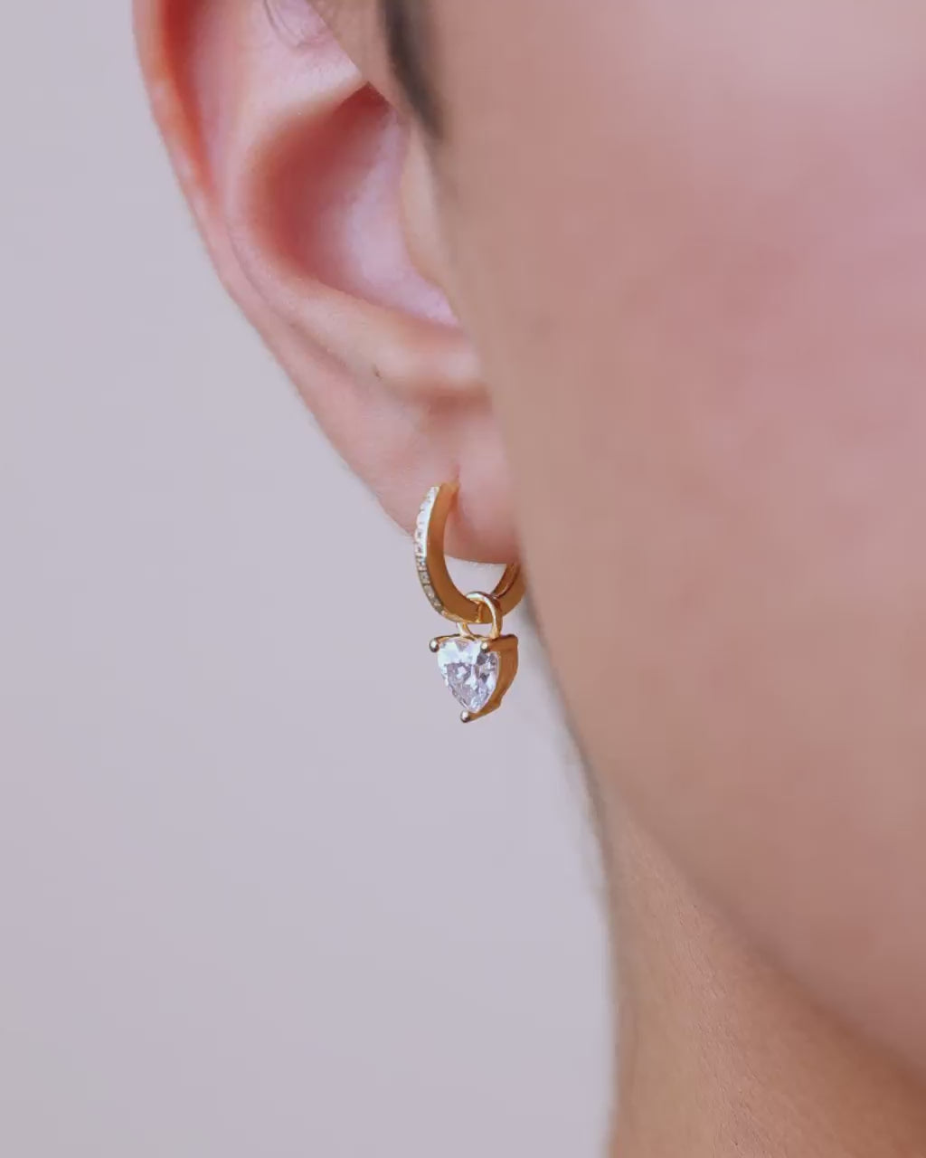 Sterling Silver Eugenia Heart Cut CZ Dangle Micro Hoops