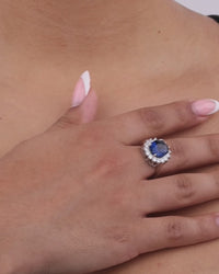 Sterling Silver Sapphire Halo Ring