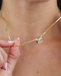 Sterling Silver Elongated Cushion Box Chain Necklace