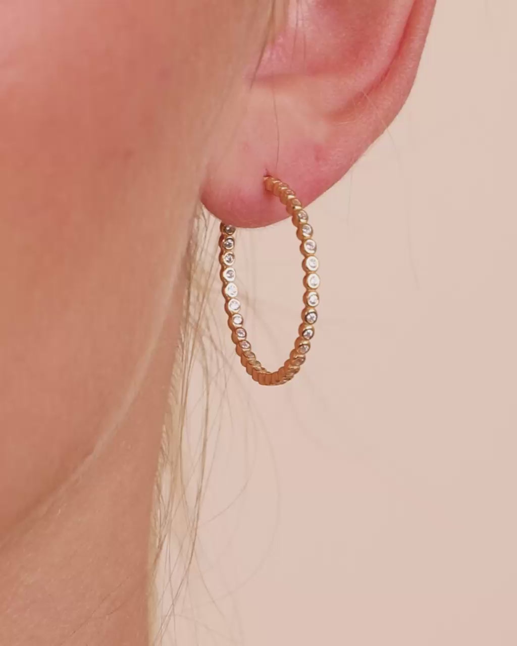 Sterling Silver Bezel Statement Bubble Hoops