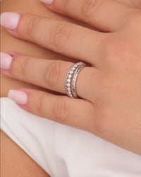 Sterling Silver Cassidy CZ Layered Textured Ring