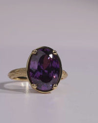 Sterling Silver Oval Cut Amethyst CZ Cocktail Ring