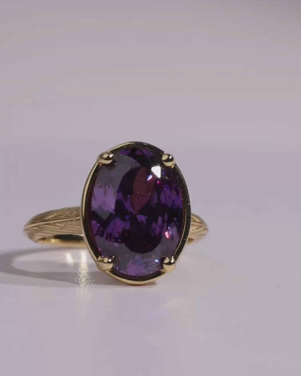 Sterling Silver Oval Cut Amethyst CZ Cocktail Ring