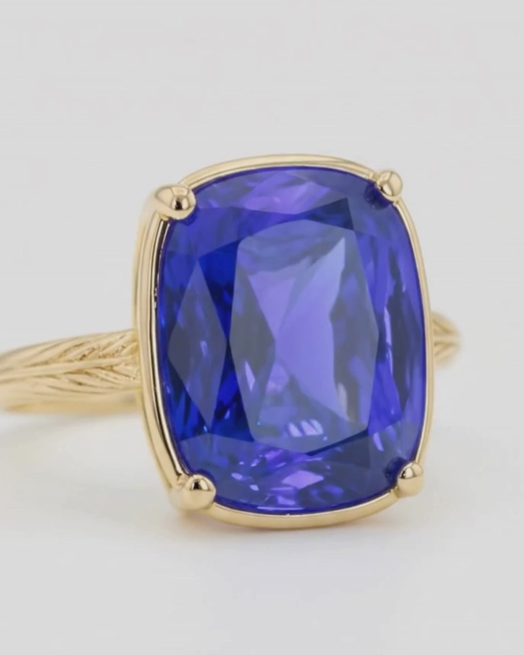 Sterling Silver Elongated Cushion Sapphire CZ Cocktail Ring