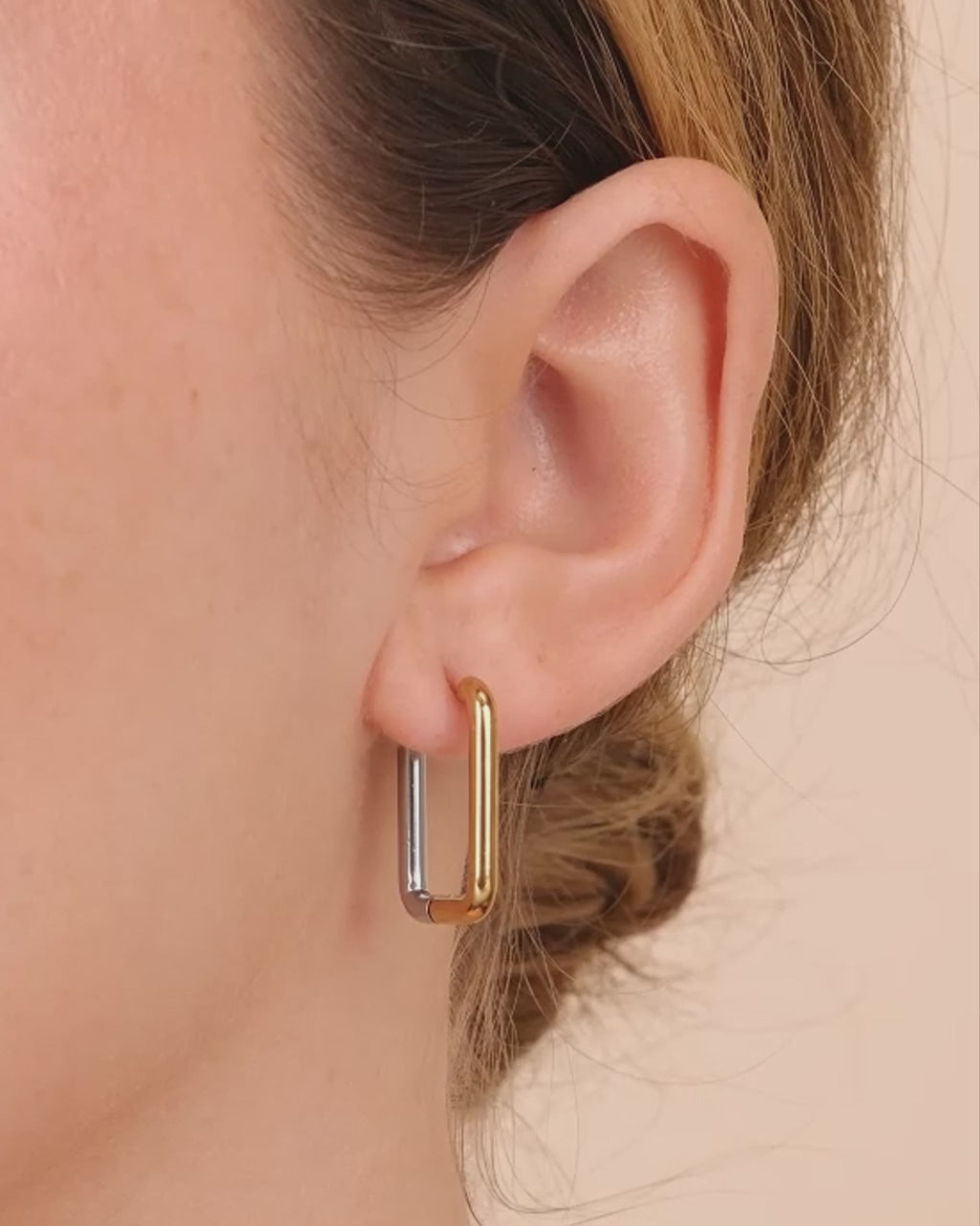 Jana Dual Tone Rectangle Hoops