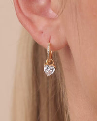Sterling Silver Eugenia Heart Cut CZ Dangle Micro Hoops