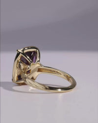 Sterling Silver Elongated Cushion Amethyst CZ Cocktail Ring