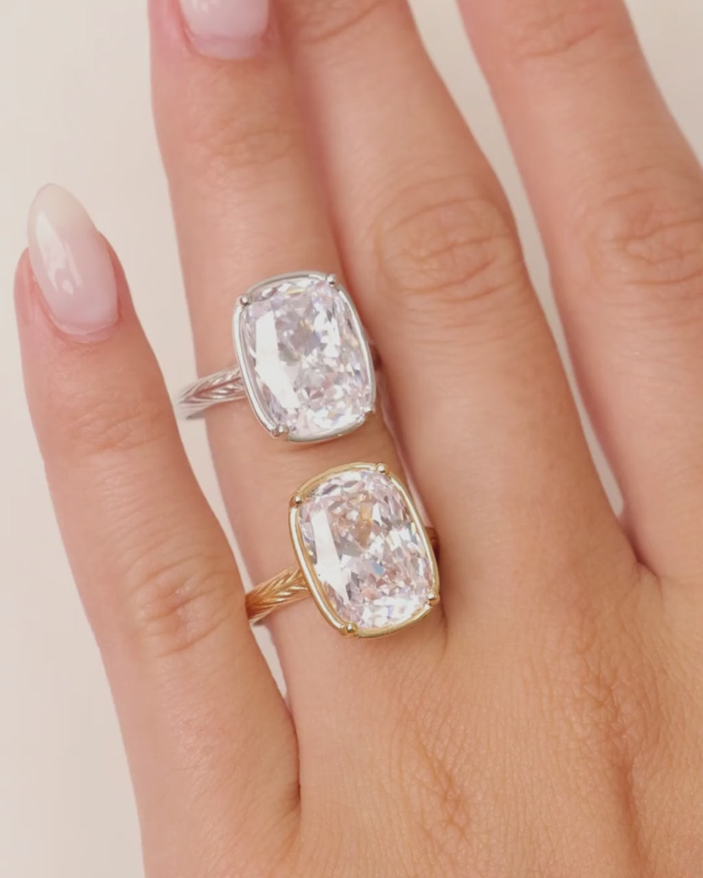Two Diamond rings on Model hand.