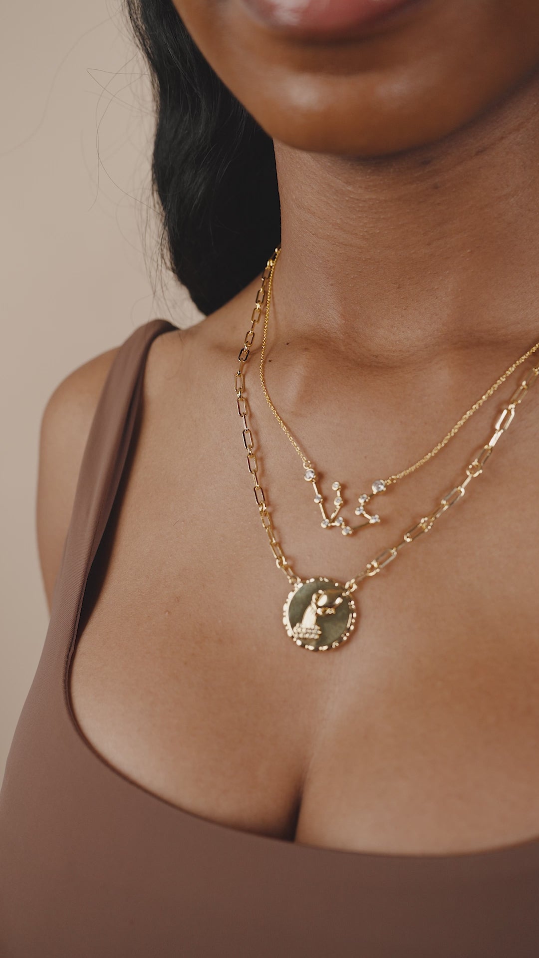 'When Stars Align' Constellation Necklace & Bold Link Zodiac Necklace Set