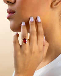 Sterling Silver Elongated Cushion Garnet CZ Cocktail Ring