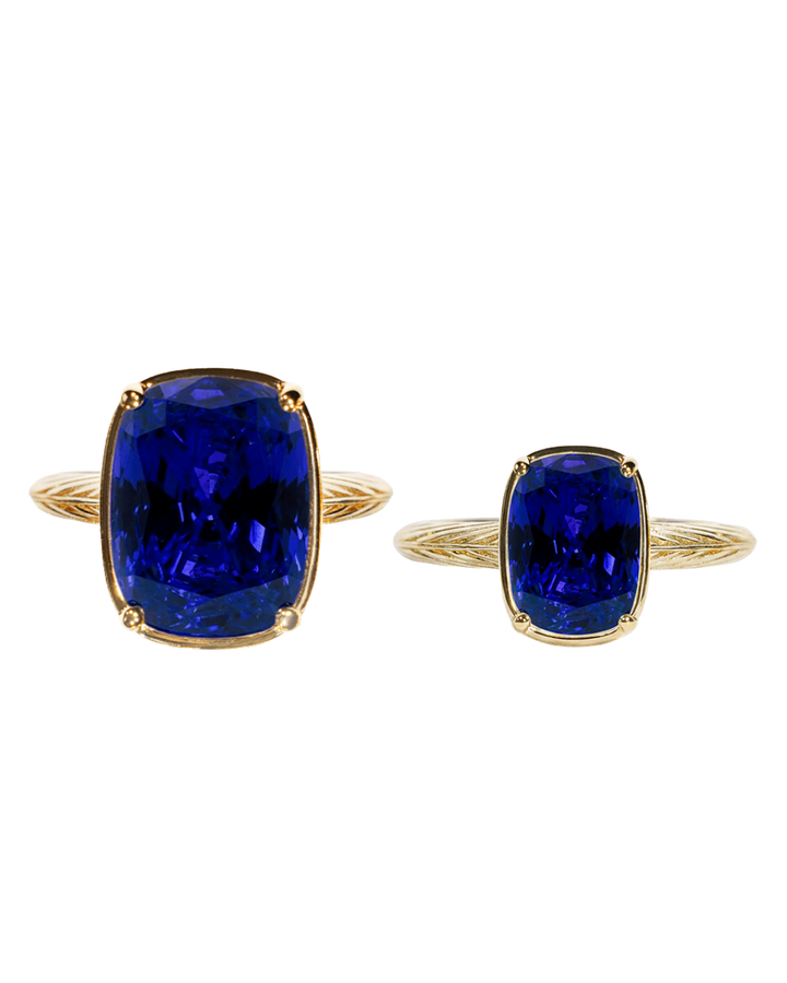 Sterling Silver Sapphire Elongated Cushion Ring - Original & Mini Bundle