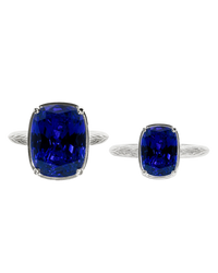Sterling Silver Sapphire Elongated Cushion Ring - Original & Mini Bundle