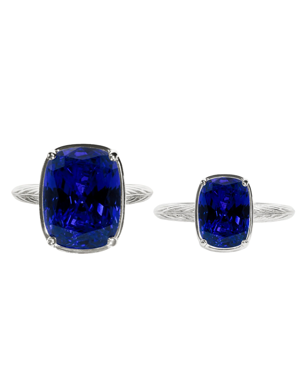 Sterling Silver Sapphire Elongated Cushion Ring - Original & Mini Bundle