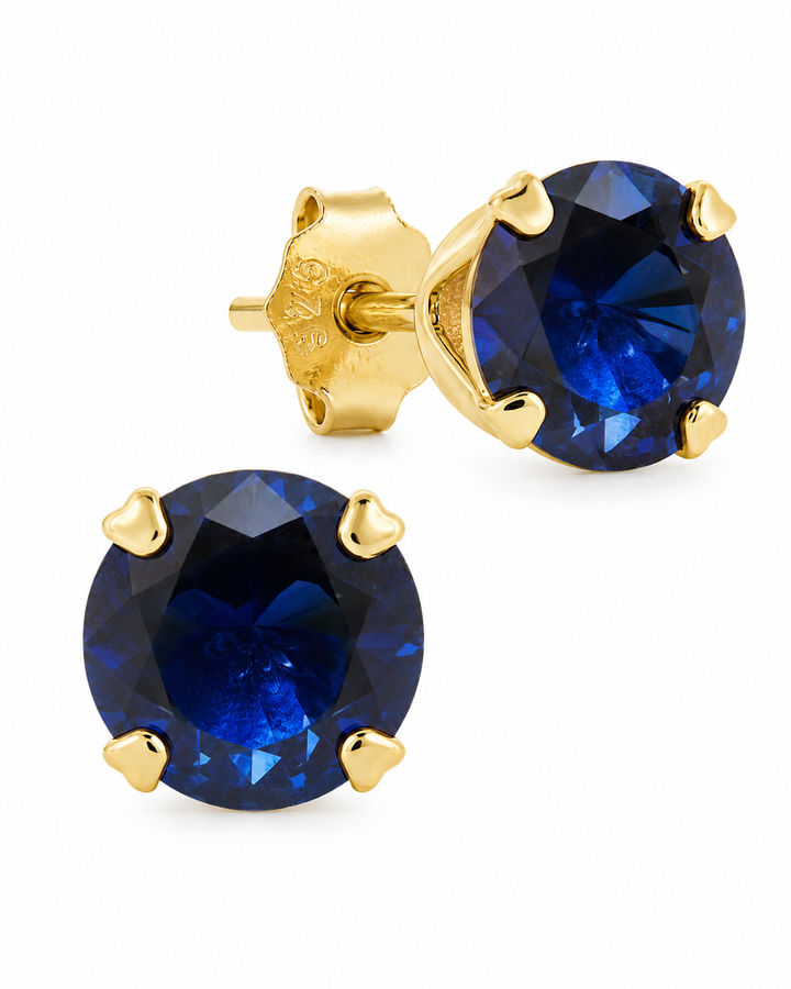 Sterling Silver 7mm Sapphire CZ Stud Earrings