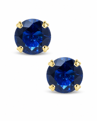 Sterling Silver 7mm Sapphire CZ Stud Earrings