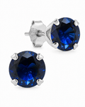 Sterling Silver 7mm Sapphire CZ Stud Earrings