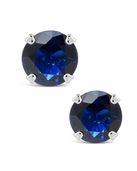 Sterling Silver 7mm Sapphire CZ Stud Earrings