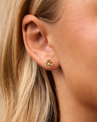Sterling Silver 7mm Champagne CZ Stud Earrings