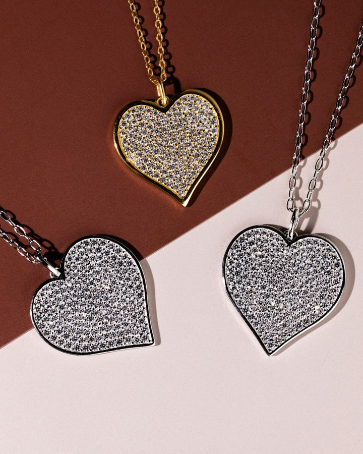 Sterling Silver CZ Statement Heart Pendant